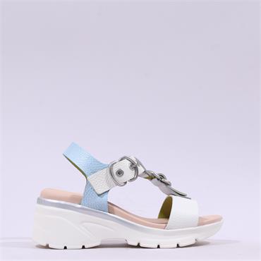 Hispanitas Cedro Ring Buckle Sandal - White Blue Combi